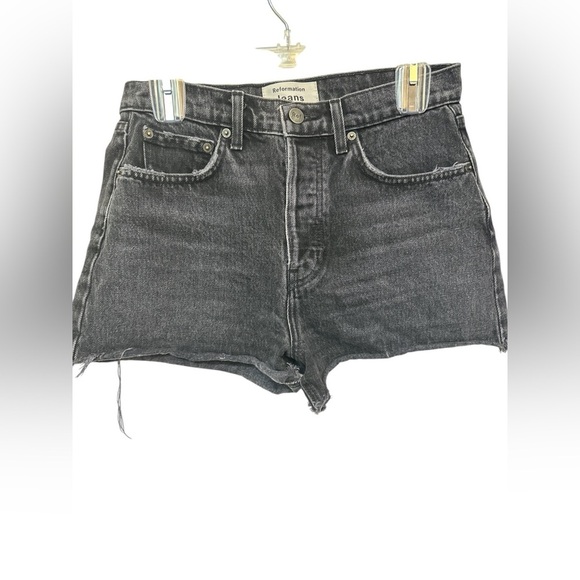 Reformation Black Dixie High Rise Denim Shorts - Picture 1 of 6